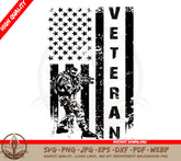 Veteran SVG, Military Full Combat Gear American Flag In the Background